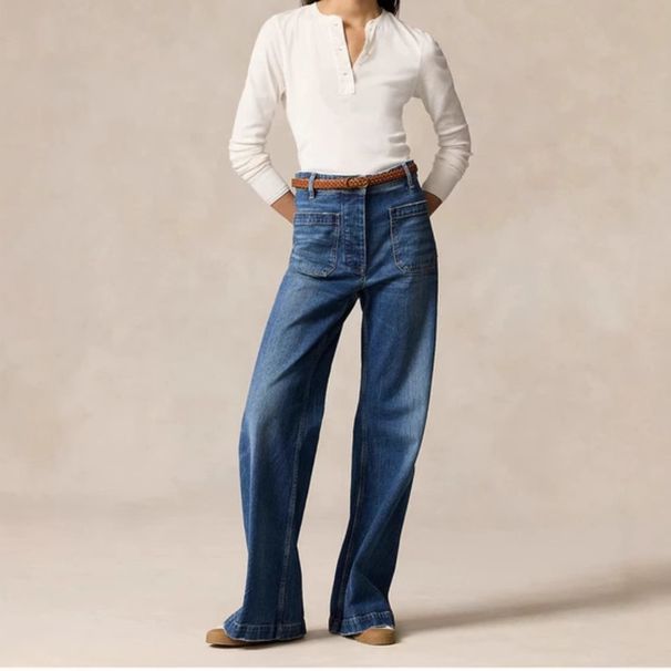 Women's Clothing RL/Laf Imported Turkish High Waist Elastic Loose Casual Denim Super Slim Tall Pants Wide Leg_mkmklike.com