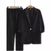 Women's Clothing New thin two piece suit jacket pants autumn loose fashion casual cotton and linen suit_mkmklike.com
