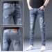 Pure Spring And Autumn Ripped Men With Patche, Cotton Caual Trendy Men' Jean, Youth Stretch Slim Fit For Men, Skinny_mkmklike.com