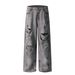 Men's Clothing New Heavy Duty European And American Ripped Cat Whisker Washed Graffiti Jeans Men's Trendy High Street Hip Hop Straight Trousers_mkmklike.com