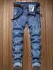 Men's Clothing Slim Fit Fashionable Design Men's Slim Fit Straight Leg Jeans - Classic Blue Washed Denim Pants With Cat Claw Design For Casual Wear_mkmklike.com