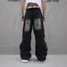 Men's Clothing Vibe Street Hip Hop Overalls Hip Hop Jeans Straight Wasteland High Street Multi Pocket Mopping Pants_mkmklike.com
