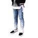 Suitable For All Seasons Splash Ink Button Fly Cuff Zipper FOG Style Stacked Skinny Jeans_mkmklike.com