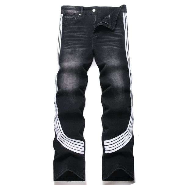 Men's High-Street Wide Leg Jeans – 90% Cotton Straight Denim Pants With Contrast Stitching (Non-Stretch, All-Season)_mkmklike.com