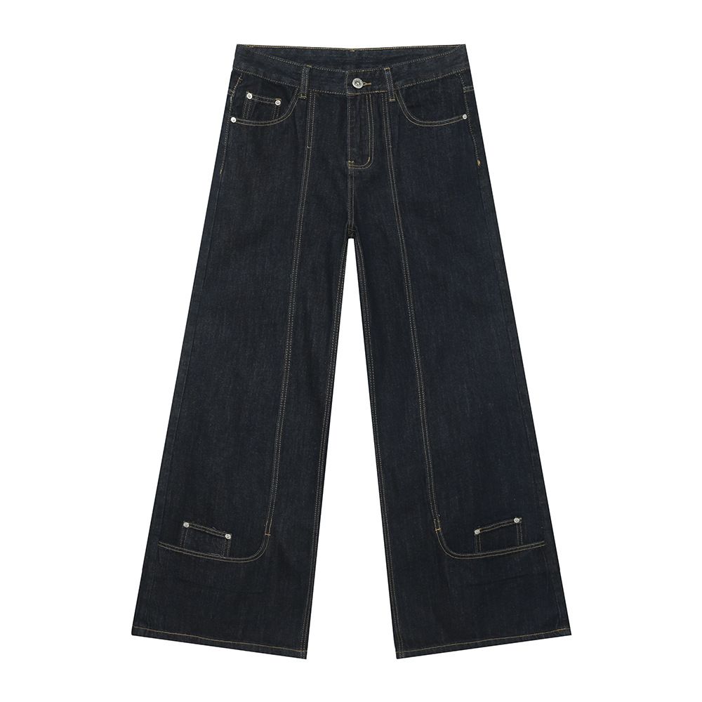 Men's Autumn New Products Niche Personality Reverse Wear Design Deconstruction Wide-leg Straight Jeans Tide_mkmklike.com
