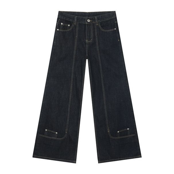 Men's Autumn New Products Niche Personality Reverse Wear Design Deconstruction Wide-leg Straight Jeans Tide_mkmklike.com