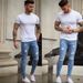 Wholesale Of New White And Worn Slim Jeans For Men In Europe And America_mkmklike.com