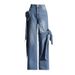 Jeans Women Denim Wide Leg Pants Floor Length Pant Bow High Waist Loose Casual Elegant Straight Trousers Y2k Mom Streetwear_mkmklike.com