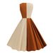 Women's Clothing Maillard retro stitching mid-length fashion royal sister temperament dress travel big swing skirt_mkmklike.com