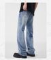 Lightning Burst Pattern Washed Jeans Men's American High Street Tied Flower Washed Trousers_mkmklike.com