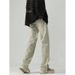 Nordmann Yellow Mud Color Jeans Men Design Sense Zipper Split Autumn Winter American High Street Hiphop Straight Casual Pants_mkmklike.com