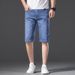 Summer Thin Simple Jeans Men's 5-point Elastic Korean Version Slim-fitting Denim Five-point Pants Men's Large-size Business Shorts_mkmklike.com
