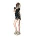 Women's Black And Gray Low Rise Denim Shorts Retro Washed Stretch Bodycon Style Summer Hot Pants_mkmklike.com