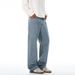 Punk Washed Vintage Jeans Men's Trendy Loose Straight Long Paint Splatter Ink Splash Wide Leg Pants_mkmklike.com