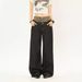 Y2K Leopard Print Denim Pants – Double Waistband Streetwear (S-XL, Black, Wide-Leg, Non-Stretch, High-Rise, Drop Cuff)_mkmklike.com