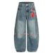 With Pendant Heart Patch Embroidery Wide-Leg Jeans Men's Scimitar INS Trendy Brand Personality Loose Long Pants_mkmklike.com