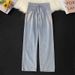 Men's Casual Jeans Loose Fit Straight Leg Mid Waist High Street Style Retro Fashion Blue Black Gray Light Blue Cotton_mkmklike.com