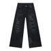Distressed High Street Jeans – Relaxed Wide-Leg Vintage Denim Pants With Ripped Details_mkmklike.com