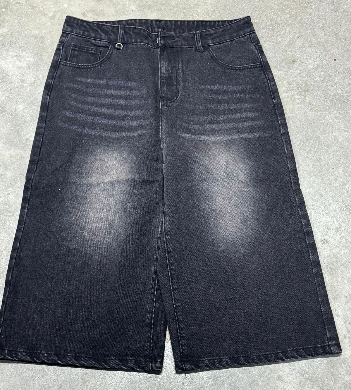 Men’s Classic Denim Shorts – Straight Fit, 100% Cotton (XL-3XL, Non-Stretch, Vintage Washed Black For Summer)_mkmklike.com
