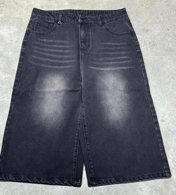 Men’s Classic Denim Shorts – Straight Fit, 100% Cotton (XL-3XL, Non-Stretch, Vintage Washed Black For Summer)_mkmklike.com