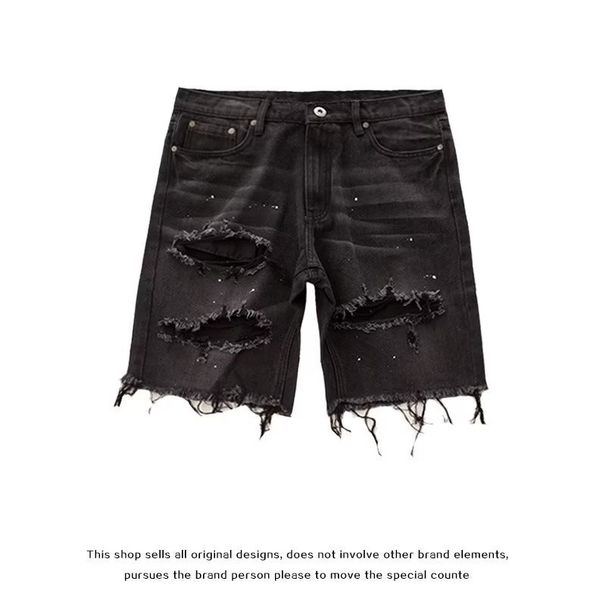 Men's Clothing Men's Distressed Denim Shorts - Korean Style 5-Inch Casual Summer Shorts With Ripped Details & Relaxed Fit (S-3XL, Black/Blue)_mkmklike.com