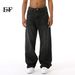 EF JEANS | 2024 New American Personality Retro Old Black Grey Simple Loose Wide Leg Jeans Men And Women_mkmklike.com