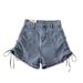 Women's High-Waisted Slim Fit Denim Shorts Summer A-Line Trendy Drawstring Elastic Hot Pants Fashionable And Sexy_mkmklike.com
