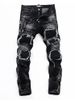 Streetwear Distressed Jeans – Studded Slim-Fit Denim Pants (Men's High-Street Fashion)_mkmklike.com
