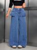 New Style Women's Jeans With Ruffled Hem, Straight Leg_mkmklike.com