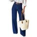 Women's Clothing Women's Retro Minimalist High-Waisted Slimming Straight Leg Casual Jeans No Belt For Formal & Casual For Women_mkmklike.com