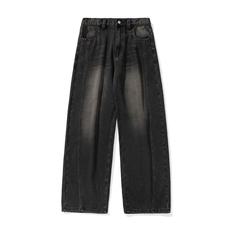 Retro Washed Silhouette Jeans Men's Scimitar Pants Loose Long Pants_mkmklike.com
