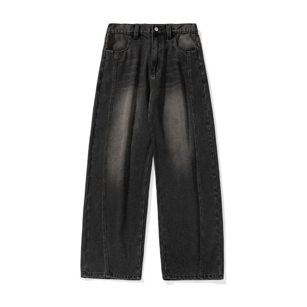 Retro Washed Silhouette Jeans Men's Scimitar Pants Loose Long Pants_mkmklike.com