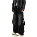 Deconstructed Vintage Washed Jeans High Street Raw Hem Raw Edge Denim Pants With Patchwork Details (Unisex Straight-Leg, Distressed Retro Style)_mkmklike.com