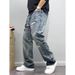 Men's Clothing Men's Straight Leg Jeans Trendy Ripped Patchwork Beggar Jeans Spring Autumn Embroidered Youth Retro Personalized Long Pants_mkmklike.com