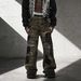Men's Camo Print Distressed Jeans – Streetwear Straight-Leg Denim With Hand-Painted Details | Loose Fit & Low-Rise Design_mkmklike.com