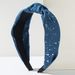 Fashionable Denim Fabric Headband with Creative Polka Dots Wide Edges Knotting High Skull Top Outdoor Shopping Hair Accessories for Women_mkmklike.com