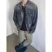 Spring And Autumn Vintage Loose Large Pocket Stand Collar Denim For Men With High-end Feel Casual Zipper Workwear Jacket_mkmklike.com