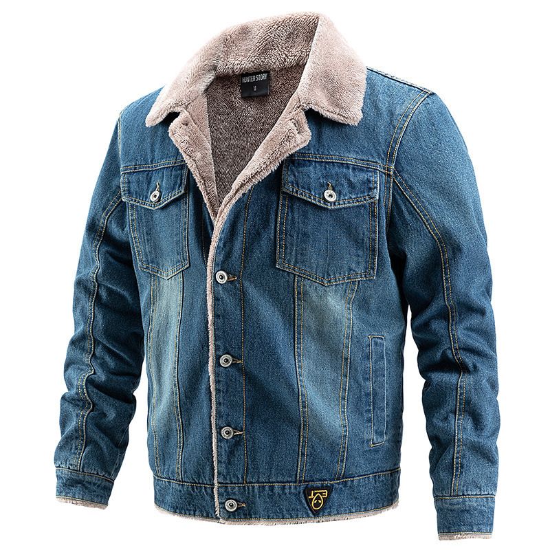 2025 Fashion Jacket Men's Denim Jacket Fleece Thickened Jacket Men's Casual Denim Jacket Men's_mkmklike.com