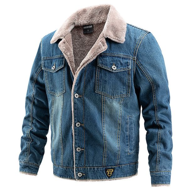 2025 Fashion Jacket Men's Denim Jacket Fleece Thickened Jacket Men's Casual Denim Jacket Men's_mkmklike.com