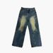 Men's Deconstructed Patchwork Jeans Straight Leg Loose Fit Wide Leg American High Street Style Trendy Cool Retro Washed Trousers_mkmklike.com