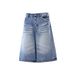 Unisex Vintage Washed Denim Capri Pants Relaxed Straight Leg Jeans for Hip-Hop Streetwear_mkmklike.com