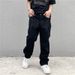 Black Jeans High Street American Vintage Embroidered Alphabet High Waist Straight Hip Hop Loose Jeans_mkmklike.com