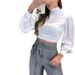 Women's Clothing summer new temperament slim fitting puff sleeve top design drawstring suit pants suit for women_mkmklike.com