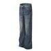 Men's Clothing Retro Style High End Washed Blue Street Trend Lightning Pattern Design Men's Slim Fit Flared Jeans_mkmklike.com