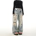 Unisex Distressed Embroidered Washed Jeans – Loose Straight Leg Denim Pants For Men & Women, Vintage Streetwear Style_mkmklike.com