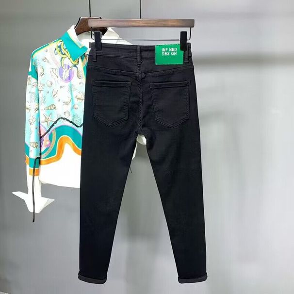 Men's Clothing White Jeans Men's Summer Thin Slim Straight Pants Business Casual Men's Versatile Fashion Nine Point Pants_mkmklike.com