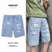 Pulse Ripped Denim For Men Loose Outdoor Wear Five-Point Trendy Brand Mid-Length Shorts Summer Thin Style_mkmklike.com