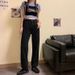 European American Style High Street Loose Denim For Women, New Spring And Autumn Skirt-pants, Retro Slimming Frayed_mkmklike.com