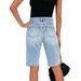 Women'sClothing High Elastic Small Feet Pants Mid Waist Quarter Pants Perforated Jeans_mkmklike.com