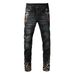 New Ink Splashing Printing High Street Retro Casual Trend Men's Denim Trousers_mkmklike.com